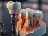 a digital illustration showing how a dental implant works