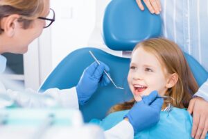 Young girl at dentist's office.